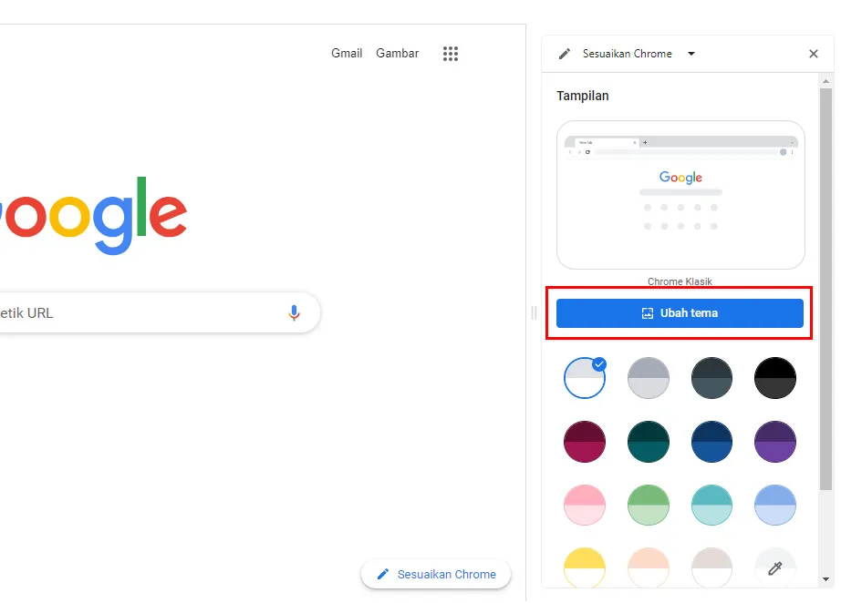 Mengganti Tema Google Chrome