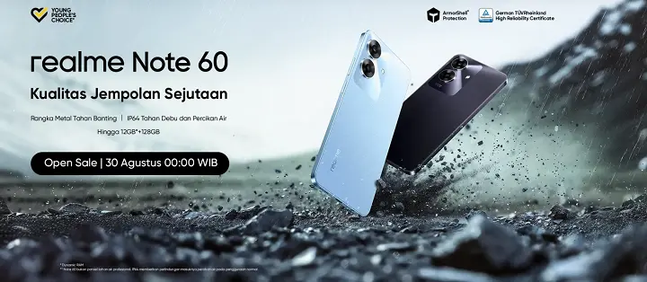 Realme Note 60: Dibanderol Sejutaan, Tahan Banting Dilengkapi Armorshell Protection
