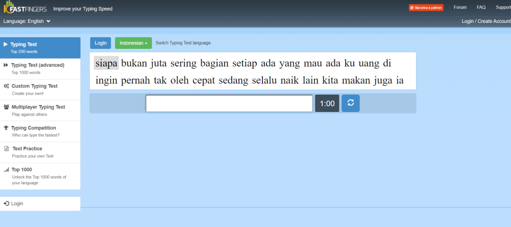 10FastFinger Uji Kecepatan Mengetik Anda
